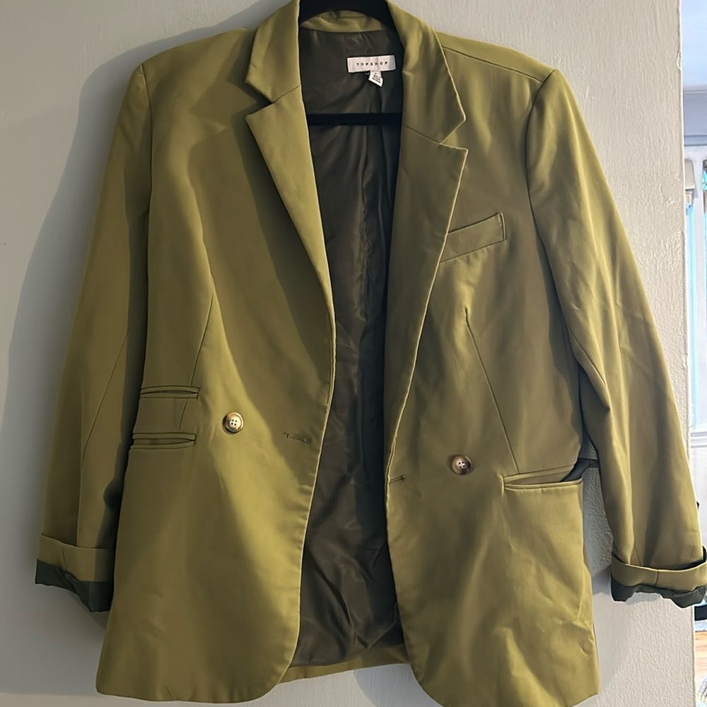 Green Topshop Boyfriend Style Blazer